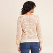 Pull col v manches longues dentelle sable femme