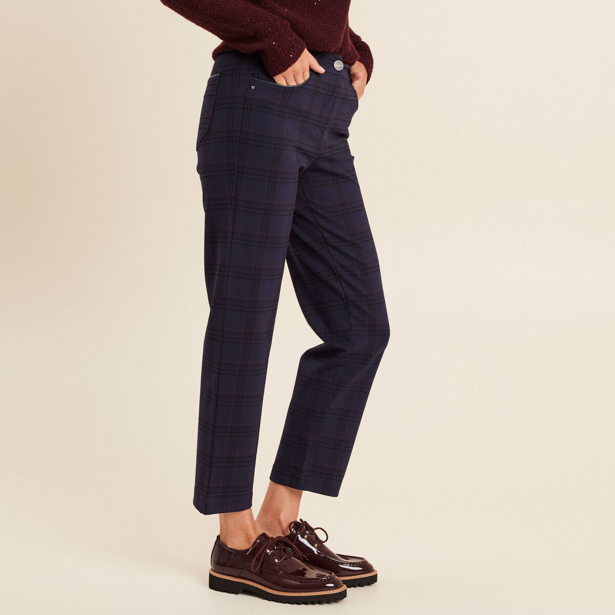 Pantalon droit bleu marine femme