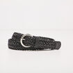 Ceinture tressée à paillettes noir femme