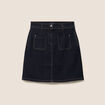 Jupe courte trap&egrave;ze en jean denim brut femme