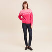 Pull col rond manches longues rose fushia femme