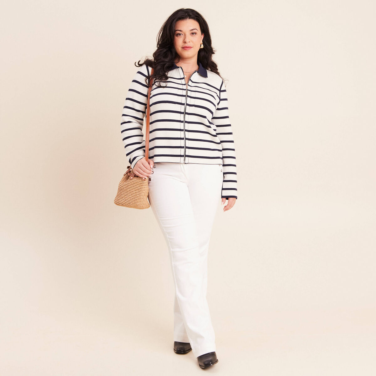 Gilet r&eacute;versible manches longues bleu femme