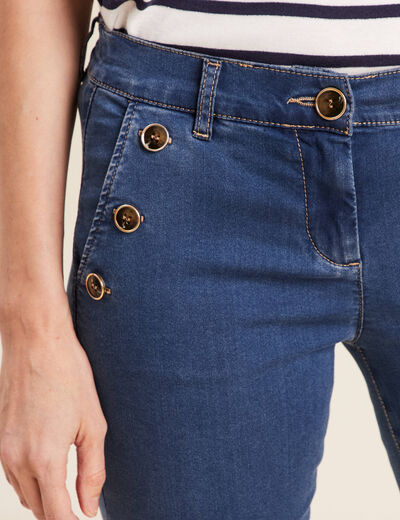 Jean ajusté 7/8ème à pont denim double stone femme