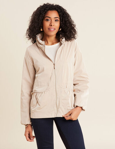 Coupe-vent court zippé sable femme