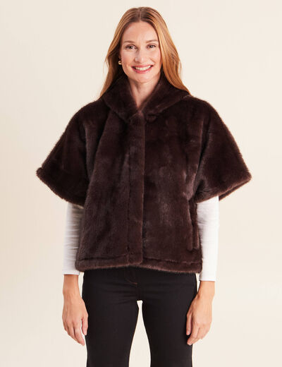 Poncho marron fonc&eacute; femme