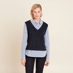 Pull effet 2-en-1 chemise bleu foncé femme