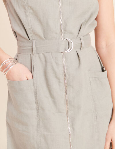 Robe droite zipp&eacute;e vert clair femme