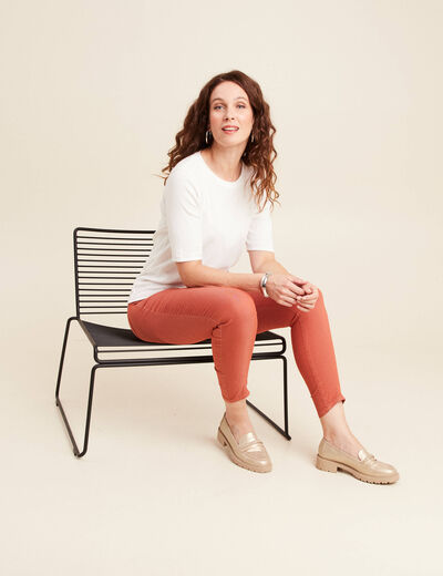 Pantalon léger taille standard 7/8ème vieux rose femme