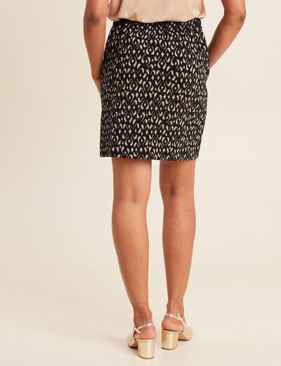 Jupe droite détails zippés noir femme
