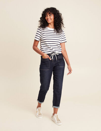Jean large à coulisse denim brut femme