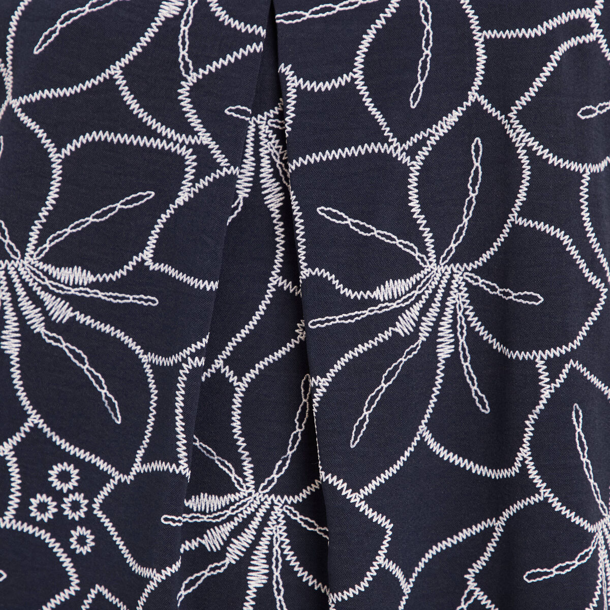 Robe fluide manches courtes bleu foncé femme
