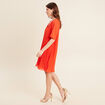 Robe droite pliss&eacute;e orange fonc&eacute; femme