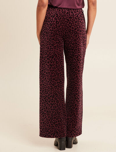 Pantalon large velours marron foncé femme