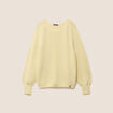 Pull droit col rond manches longues jaune pastel femme