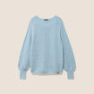 Pull droit col rond manches longues bleu canard femme