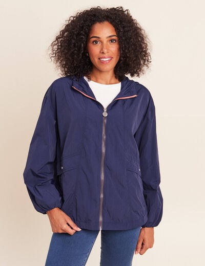 Coupe-vent pliable sac banane bleu marine femme