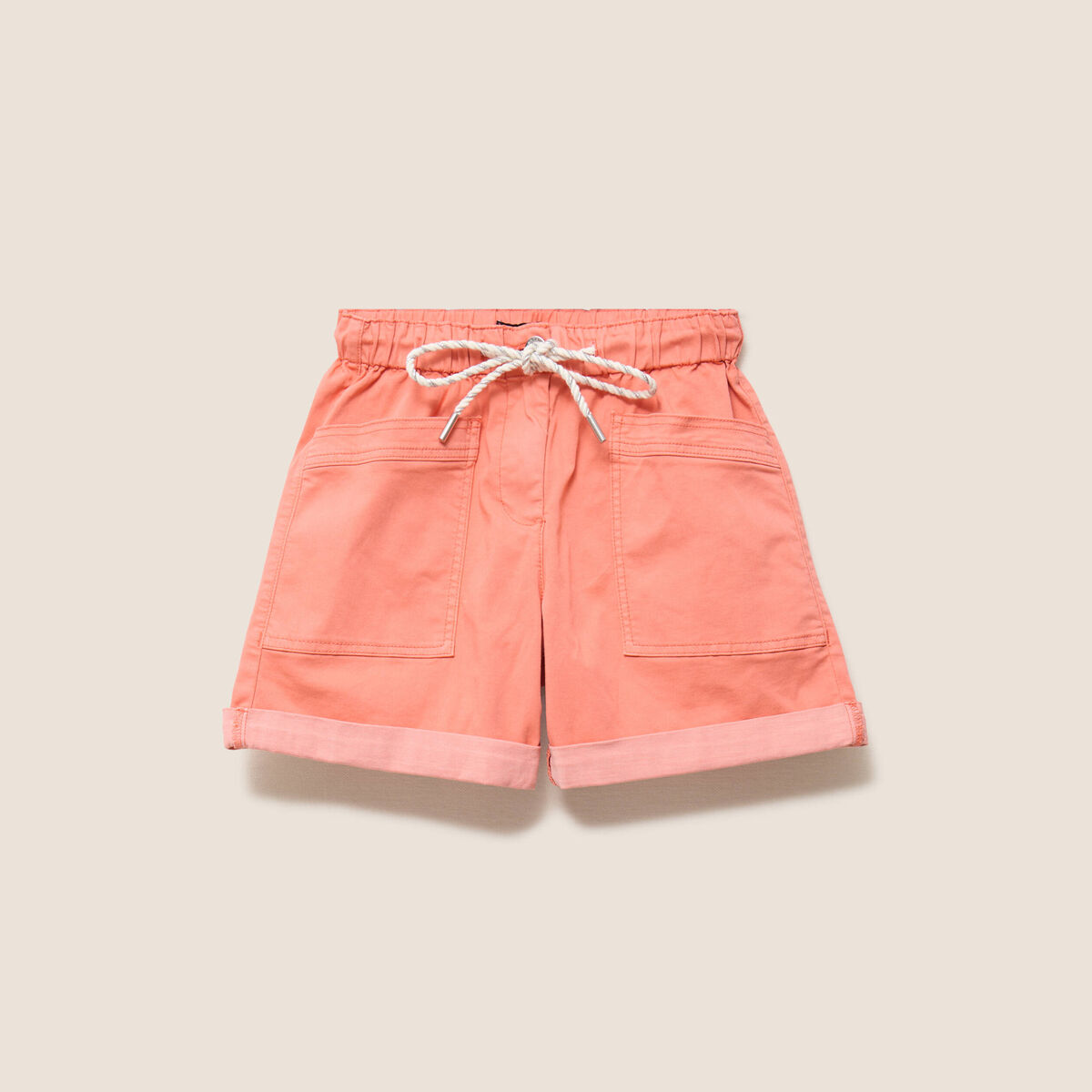 Short droit taille &eacute;lastiqu&eacute;e orange fluo femme