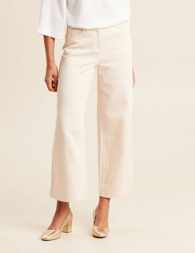 Pantalon large 7/8ème ivoire femme