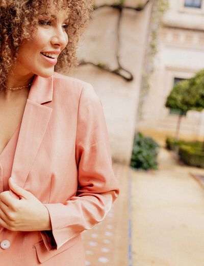 Veste tailleur irisé terracotta femme