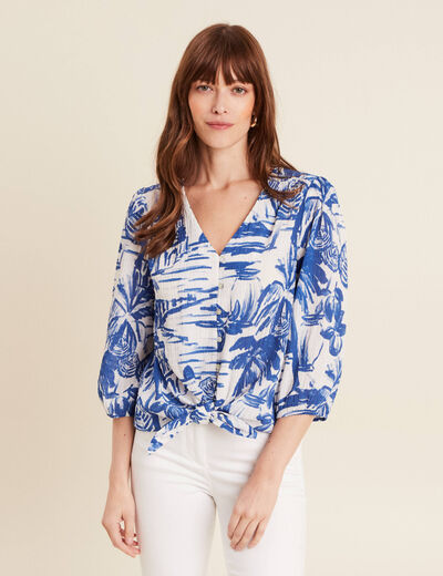 Blouse manches 3/4 blanc femme