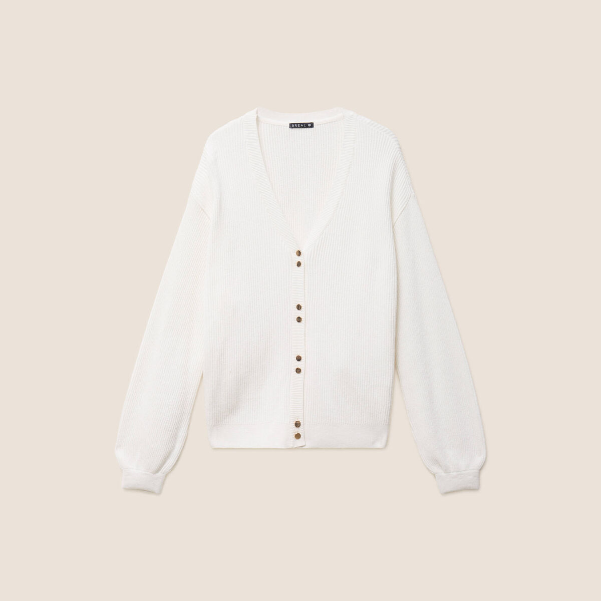 Gilet col v manches longues ecru femme