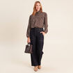 Blouse droite manches longues marron femme