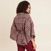 Poncho ceintur&eacute; boutonn&eacute; bordeaux femme