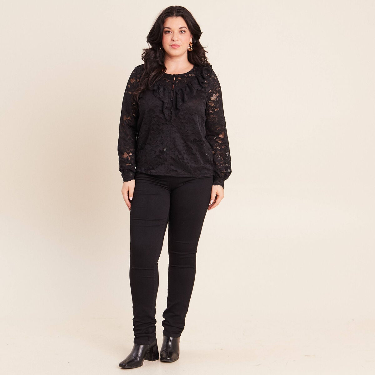 Blouse en dentelle noir femme