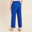 Pantalon flou droit 7/8&egrave;me bleu electrique femme