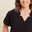 Blouse fluide manches courtes noir femme