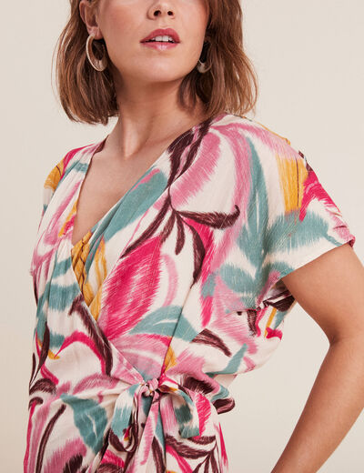 Robe portefeuille rose femme