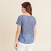 Pull manches courtes ajouré bleu ciel femme