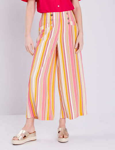 Pantalon flou avec boutons multicolore femme