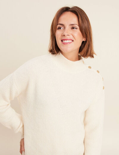Pull manches longues ecru femme