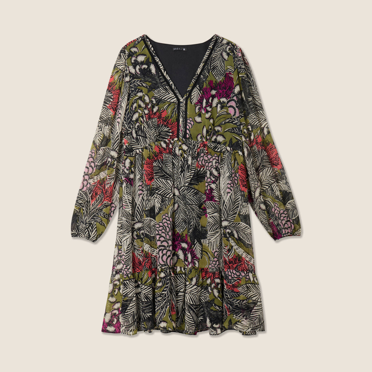 Robe évasée fluide vert femme