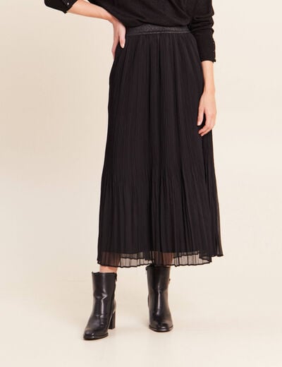 Jupe pliss&eacute;e doubl&eacute;e noir femme