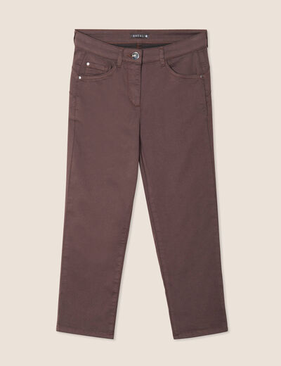 Pantacourt droit taille standard marron femme