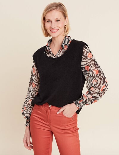 T-shirt manches longues 2-en-1 orange femme