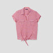 Chemise manches courtes noeud orange femme