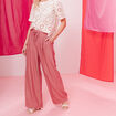 Pantalon fluide taille haute mauve femme