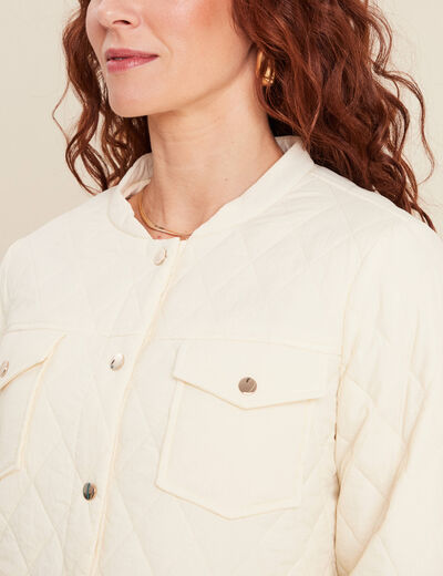 Veste matelassée boutonnée ecru femme