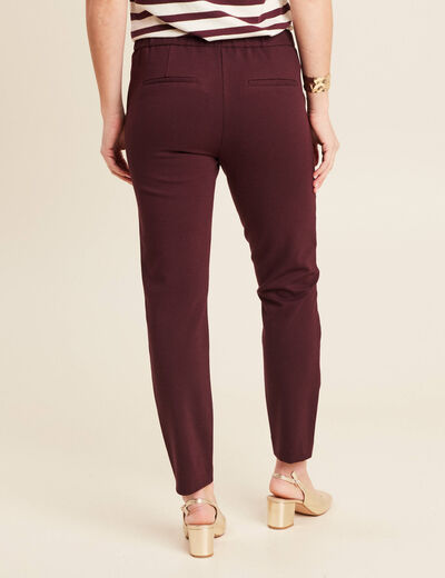 Pantalon chino ajusté 7/8ème bordeaux femme