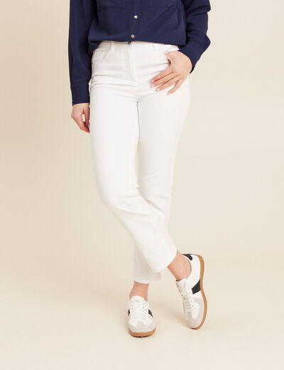 Pantalon droit taille haute 7/8ème blanc femme