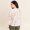 Blouse col v manches longues vert femme