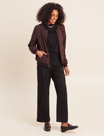 Pantalon aspect daim noir femme