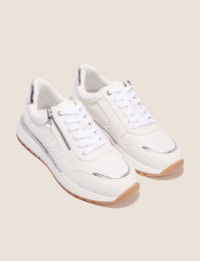 Baskets détails zippés blanc femme