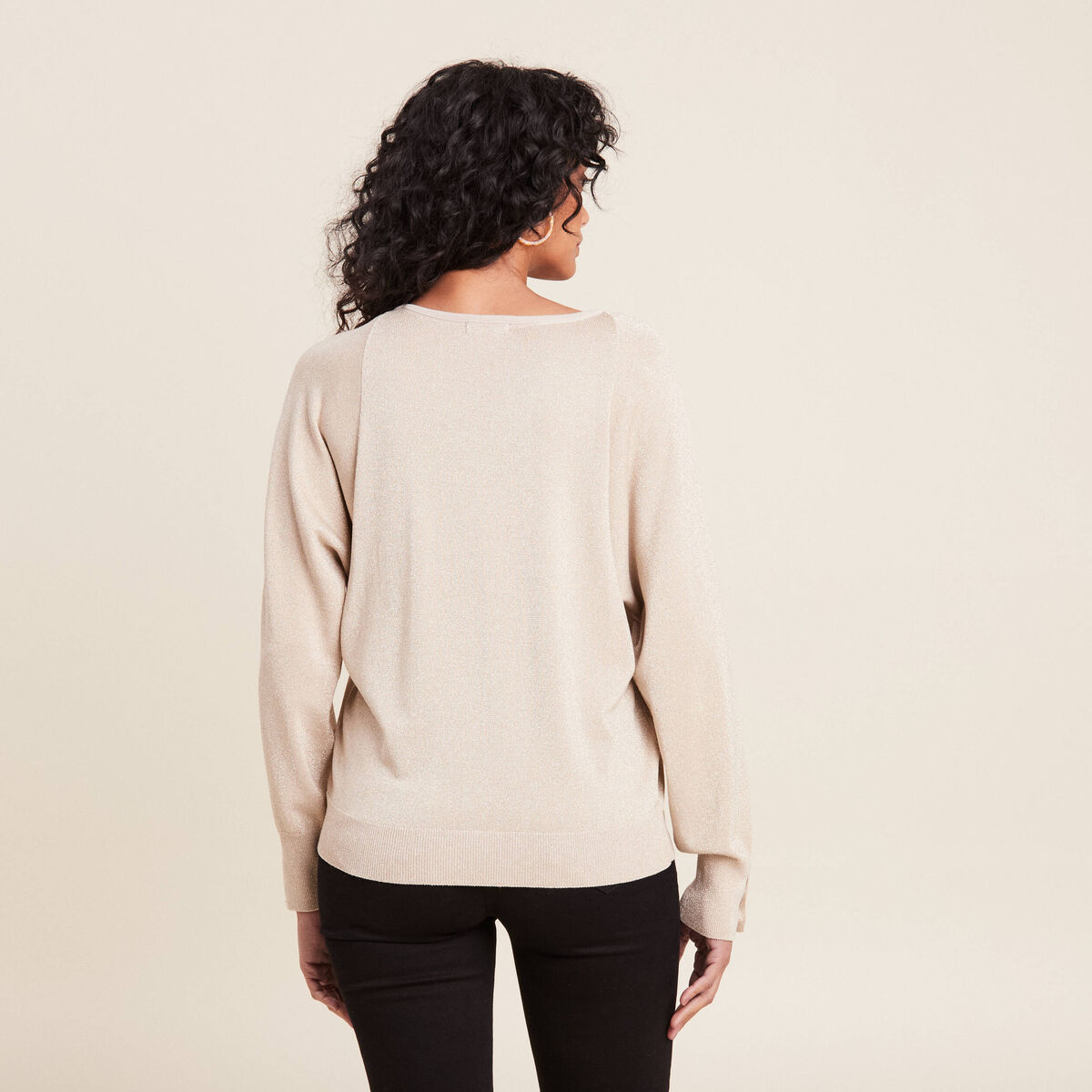 Pull manches longues couleur or femme