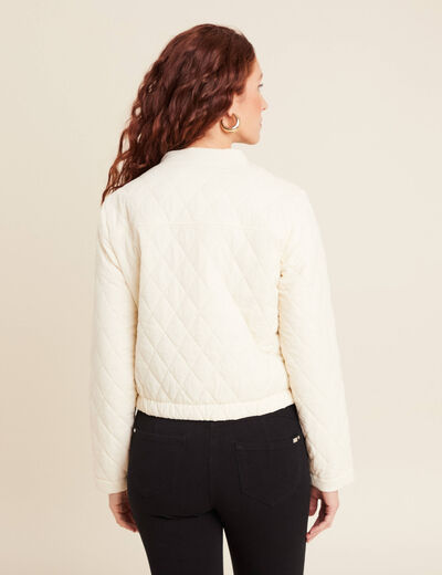 Veste matelassée boutonnée ecru femme