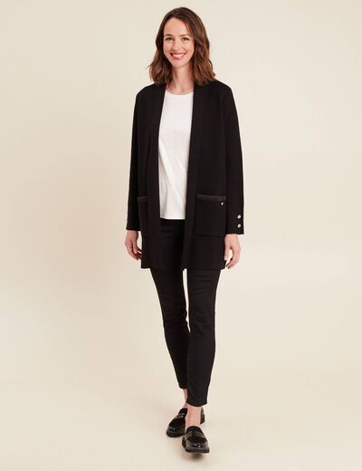 Gilet col ch&acirc;le noir femme
