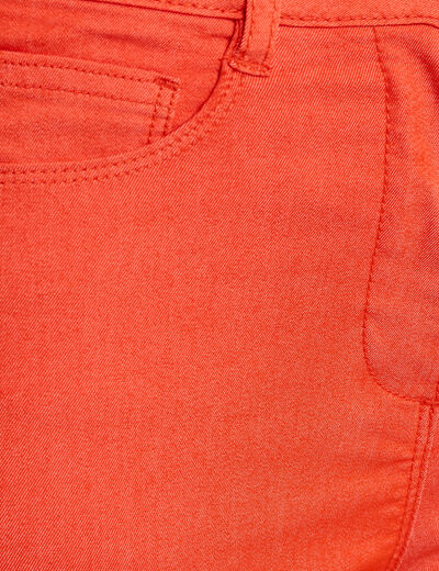 Pantacourt droit taille haute orange femme